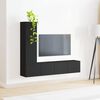 vidaXL TV-Schrankset Wandmontiert 3 pcs Schwarz Holzwerkstoff