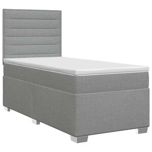 vidaXL Boxspringbett mit Matratze Hellgrau 80 x 200 cm Stoff