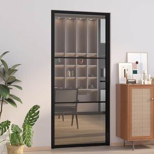 vidaXL Innent&uuml;r 93x201,5 cm Schwarz ESG-Glas und Aluminium