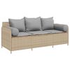 vidaXL Gartensofa mit Kissen 3-Sitzer Beige Poly Rattan