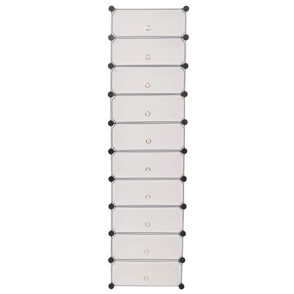 vidaXL Schuh-Organizer Zusammenklappbar mit 10 F&auml;chern Wei&szlig;