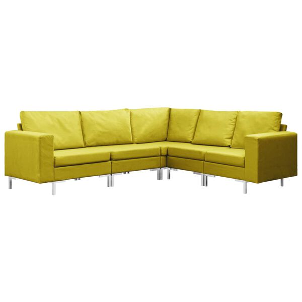 vidaXL 5-tlg. Sofagarnitur Stoff Gelb