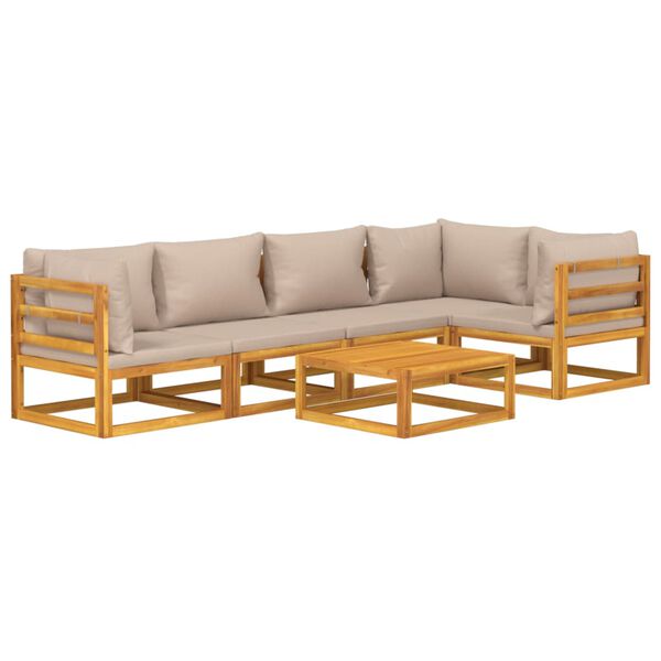 vidaXL 6-tlg. Garten-Lounge-Set mit Taupe Kissen Massivholz