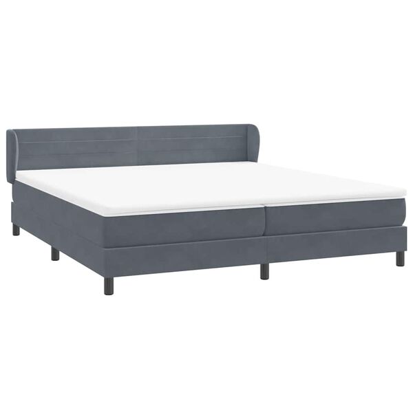 vidaXL Boxspringbett mit Matratzen Dunkelgrau 200x210 cm Samt