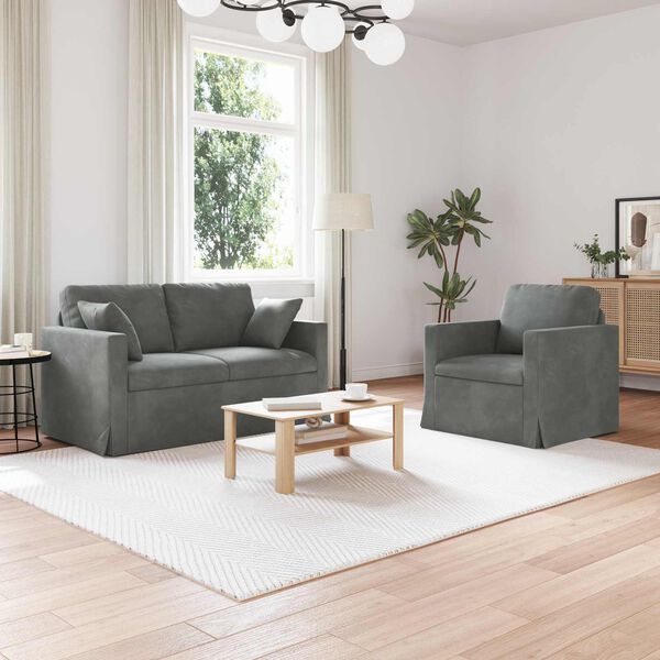 vidaXL Sofa 2 pcs Dunkelgrau 138 x 78 x 80 cm Samt