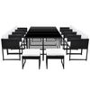 vidaXL 13-tlg. Garten-Essgruppe mit Auflagen Poly Rattan Schwarz