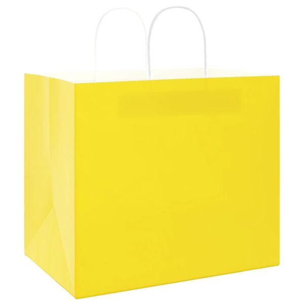vidaXL Papiertragetaschen 250 Stk. mit Henkeln Gelb 32x22x28 cm