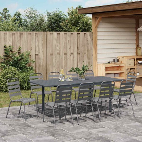 vidaXL Garten Essgruppe 11 pcs Anthrazit Pulverbeschichteter Stahl