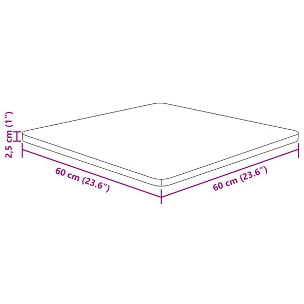vidaXL Tischplatte Quadratisch Hellbraun 60x60x2,5cm Behandelte Eiche