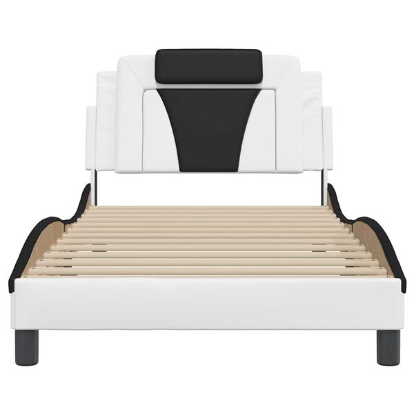 vidaXL Bettgestell "Viana" ohne Matratze Wei&szlig; und Schwarz 100x200 cm Kunstleder