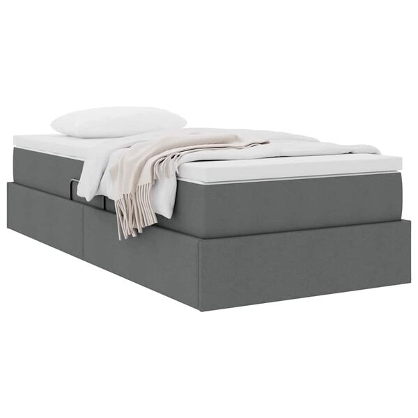vidaXL Aufbewahrungsbett mit Matratze Dunkelgrau 90 x 200 cm Polyester