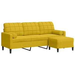 vidaXL 3-Sitzer-Sofa mit Hocker Gelb 180 cm Samt