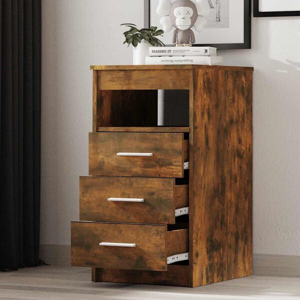 vidaXL Sideboard mit Schubladen R&auml;uchereiche 40x50x76 cm Holzwerkstoff