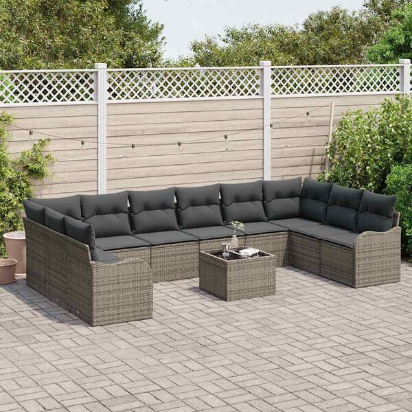 vidaXL Gartensofa-set Grau Poly-Rattan