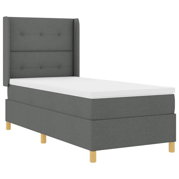 vidaXL Boxspringbett mit Matratze Grau 90 x 200 cm Stoff