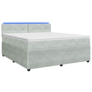 vidaXL Boxspringbett mit Matratze Hellgrau 180 x 200 cm Samt