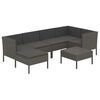 vidaXL 7-tlg. Garten-Lounge-Set mit Auflagen Poly Rattan Grau