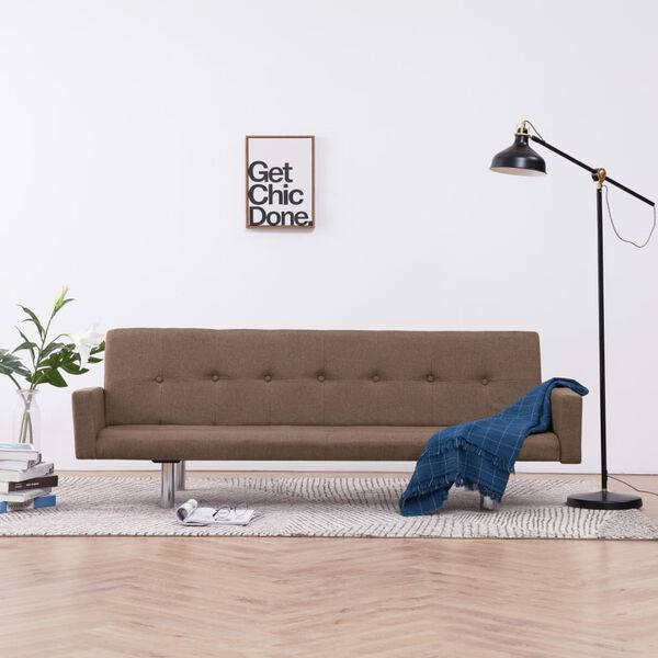 vidaXL Schlafsofa mit Armlehnen Braun Polyester