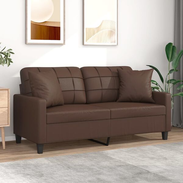 vidaXL 2-Sitzer-Sofa mit Kissen Braun 140 cm Kunstleder
