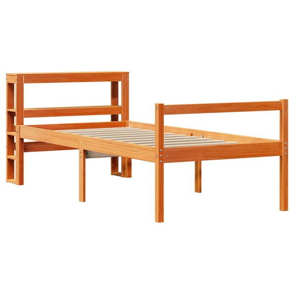 vidaXL Bettgestell mit Kopfteil ohne Matratze Wachsbraun 90x200 cm