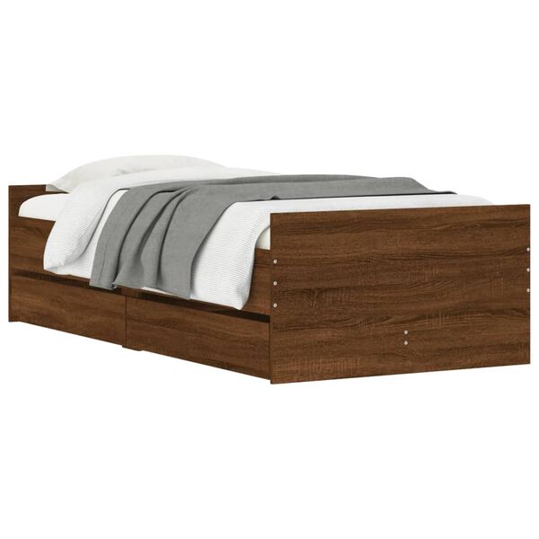 vidaXL Bettgestell mit Schubladen Braun Eichen-Optik 90x200 cm