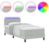 vidaXL LED Boxspringbett mit Matratze Hellgrau 90 x 190 cm Samt