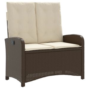 vidaXL Gartenbank Verstellbar mit Kissen Braun Poly Rattan