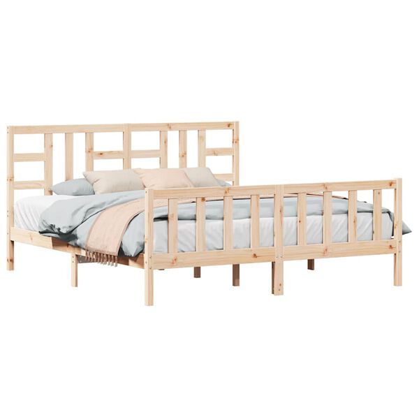 vidaXL Massivholzbett mit Kopfteil 180x200 cm