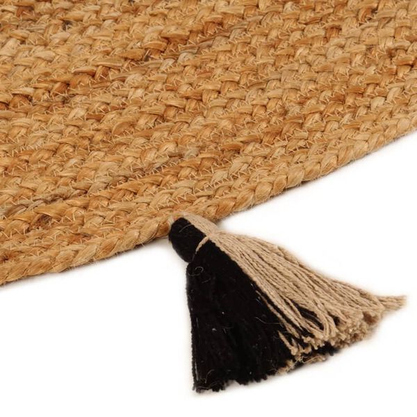 vidaXL Teppich Geflochten mit Quasten 120 cm Jute Rund