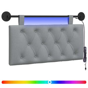 vidaXL H&auml;ngendes Kopfteil Mit LED Licht Hellgrau Stoff