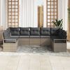 vidaXL Gartensofa-set mit Kissen mit Speicher 7 pcs Grau Poly-Rattan