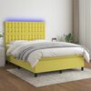 vidaXL Boxspringbett mit Matratze & LED Gr&uuml;n 140x200 cm Stoff