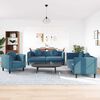 vidaXL 3-tlg. Sofagarnitur mit Kissen Blau Samt
