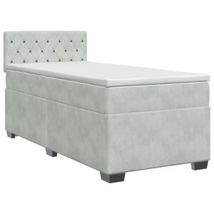 vidaXL Boxspringbett mit Matratze Hellgrau 90 x 190 cm Samt