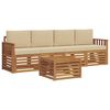 vidaXL Outdoor-Sofagarnitur 5 Stk. Natur und Beige Massivholz Akazie