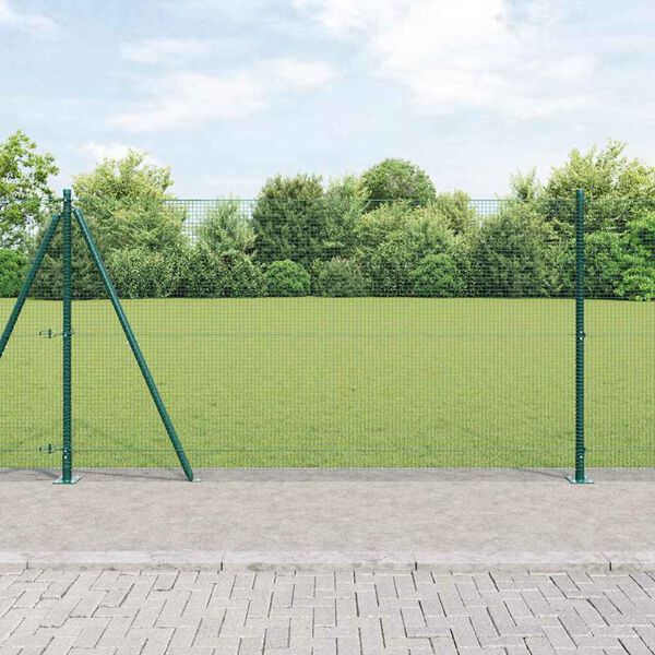vidaXL Zaunpfosten Gr&uuml;n 10 x 1,2 m (16 x 16 mm Netz) Stahl und PVC