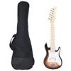 vidaXL E-Gitarre f&uuml;r Kinder mit Tasche Braun und Wei&szlig; 3/4 30"