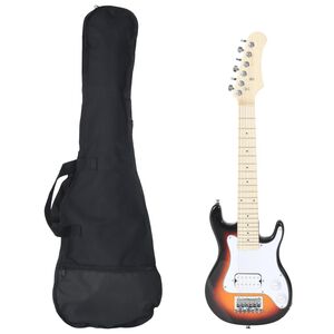 vidaXL E-Gitarre f&uuml;r Kinder mit Tasche Braun und Wei&szlig; 3/4 30"
