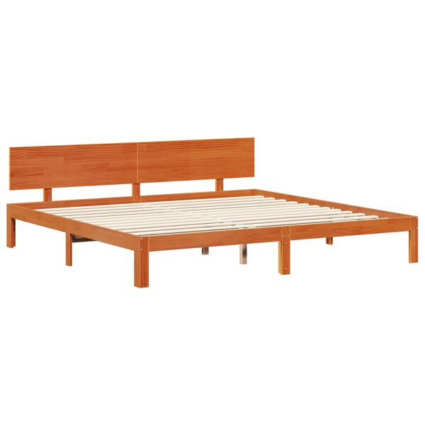 vidaXL Bettrahmen mit Kopfteil 2 pcs Wachsbraun Massivholz Kiefer