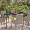vidaXL Gartentisch mit Glasplatte Grau 190x90x75 cm Poly Rattan