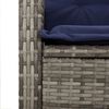 vidaXL Gartenbank Verstellbar mit Kissen Grau Poly Rattan