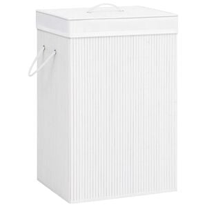 vidaXL Bambus-W&auml;schekorb mit 2 F&auml;chern Wei&szlig; 72 L