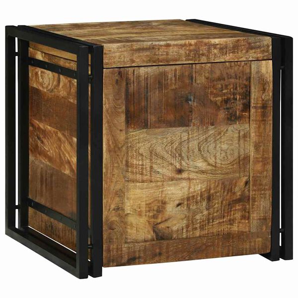 vidaXL Aufbewahrungsbox mit Speicher 50 x 50 x 50 cm Raues Mangoholz