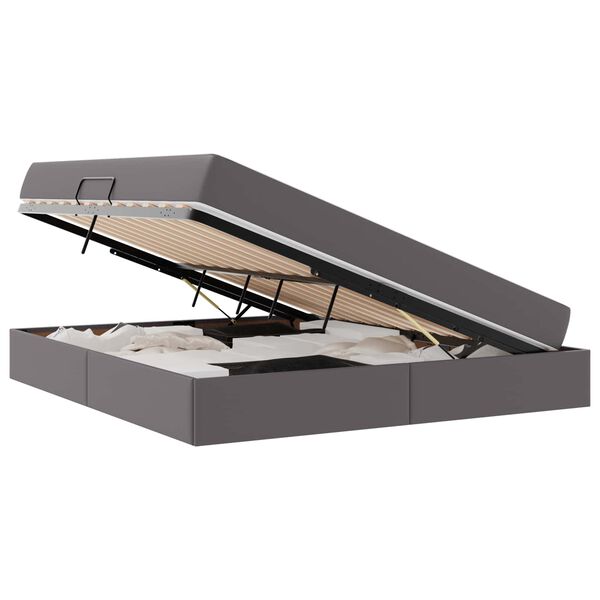 vidaXL Aufbewahrungsbett mit Matratze mit Matratze 2 pcs Grau Leder