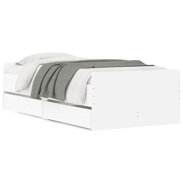 vidaXL Bett mit Schubladen Wei&szlig; 75x190 cm