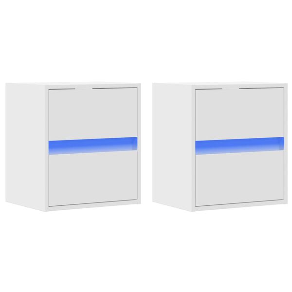 vidaXL TV-Wandschränke mit LED-Beleuchtung 2 Stk. Weiß 41x31x45 cm