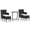 vidaXL 5-tlg. Garten-Bistro-Set Poly Rattan Massivholz Akazie Schwarz
