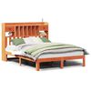 vidaXL Massivholzbett mit Regal ohne Matratze Wachsbraun 135x190 cm