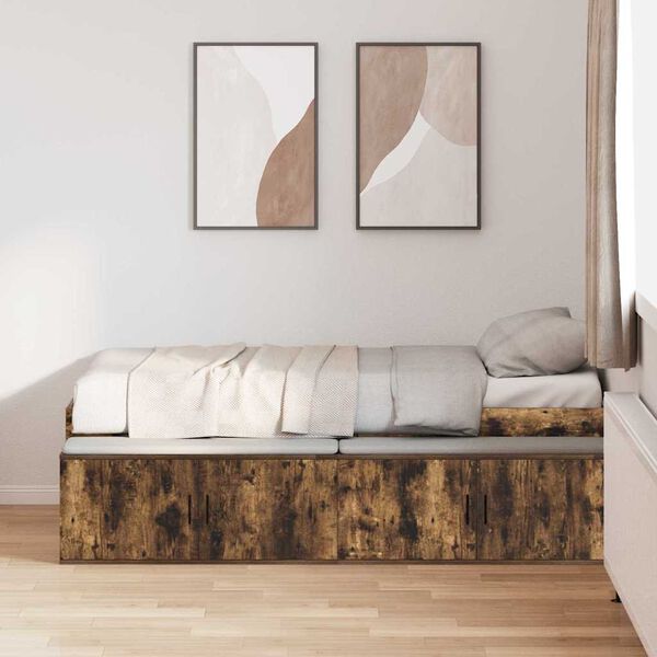 vidaXL Bettrahmen Ger&auml;ucherte Eiche 80 x 200 cm Holzwerkstoff