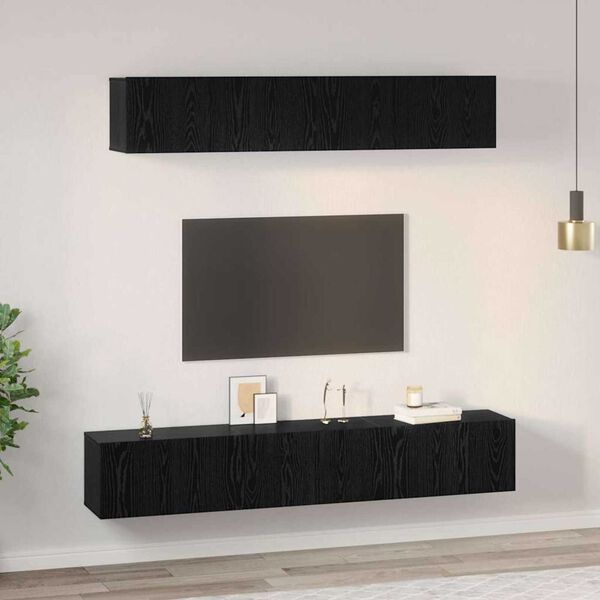 vidaXL TV-Schrankset 5 pcs Schwarz Eichen-Optik Holzwerkstoff
